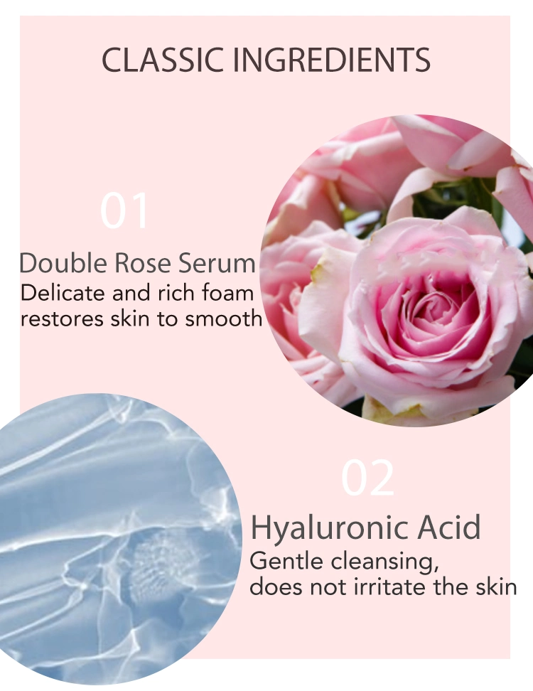 Organic Rose Oil Face Wash Whitening Smooth Facial Cleanser for Women