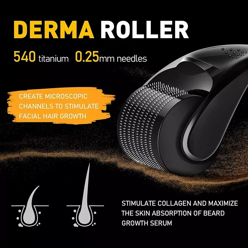 Matte Black Derma Roller Dermaroller 05 for Face Body Beard Hair Growth